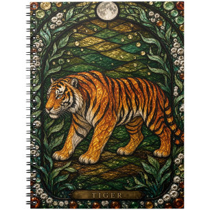 Tijger Dichte Jungle Illumina Gebrandschilderd Gla Notitieboek
