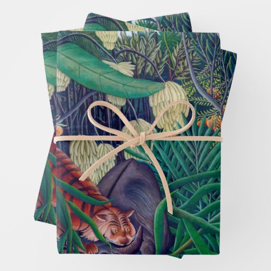 tijger die bufferbuffels aanbrengt in exotisch tro inpakpapier vel (In situ)