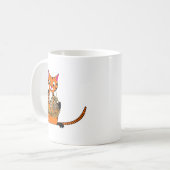 Tijger die de Franse Hoorn speelt Koffiemok (Voorkant links)