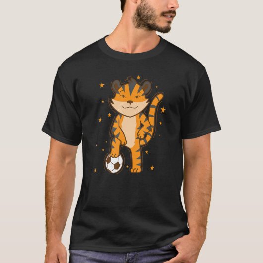 Tijger die de grote kat van de Voetbal speelt T-shirt (Voorkant)