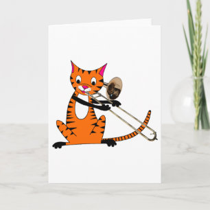 Tijger die de trombone speelt kaart