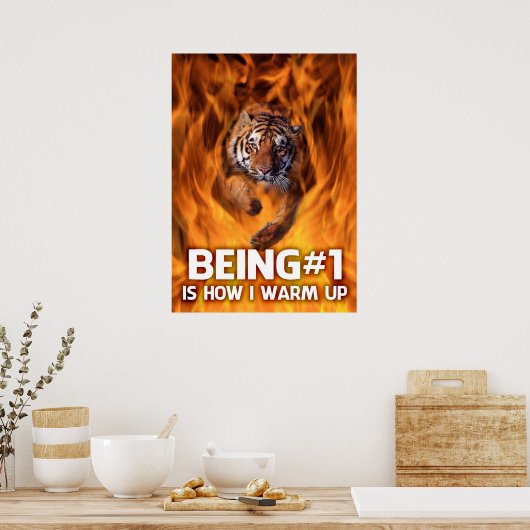 tijger die door de vlammen springt poster (Keuken)