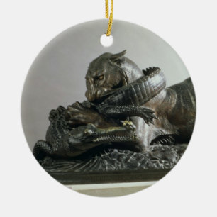 Tijger die een alligator vertrekt, 1832 (brons) keramisch ornament