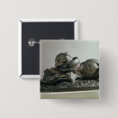 Tijger die een alligator vertrekt, 1832 (brons) vierkante button 5,1 cm (Voorkant /achterkant)