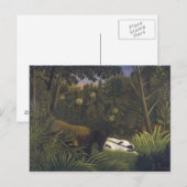 Tijger die een paard aanvalt en een slaapend zwart briefkaart (Voorkant / Achterkant)