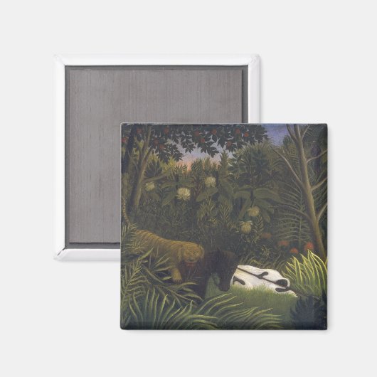 Tijger die een paard aanvalt en een slaapend zwart magneet (Voorkant / Achterkant)