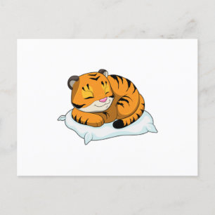 Tijger die slaapt met kussen briefkaart