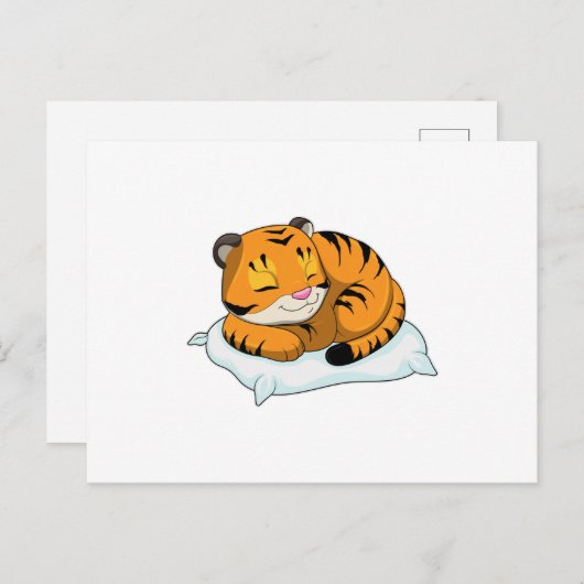 Tijger die slaapt met kussen briefkaart (Voorkant / Achterkant)