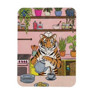 Tijger die thee maakt magneet