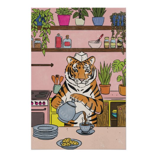 Tijger die thee maakt perfect poster (Voorkant)