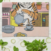 Tijger die thee maakt theedoek (Gevouwen)