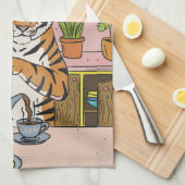 Tijger die thee maakt theedoek (Quarter Fold)