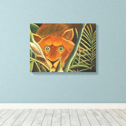 tijger die uit gras komt door Henri Rousseau Canvas Afdruk (Insitu (Houten vloer))