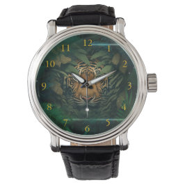 Tijger die zich in het gebladerte verstoppert horloge