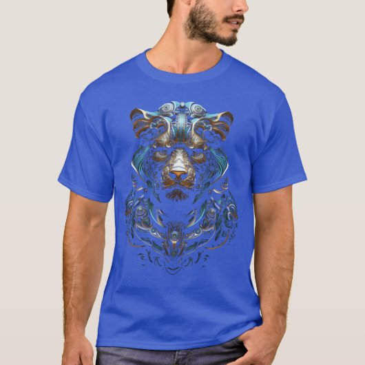 Tijger Dier Motief Kunst retro T-shirt (Voorkant)