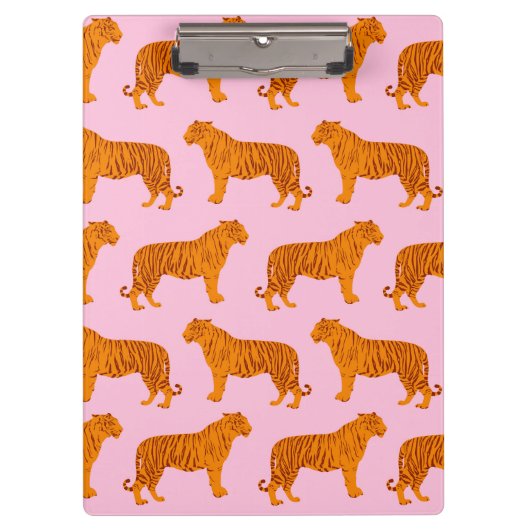 Tijger Dier Roze Modern Klembord (Voorkant)