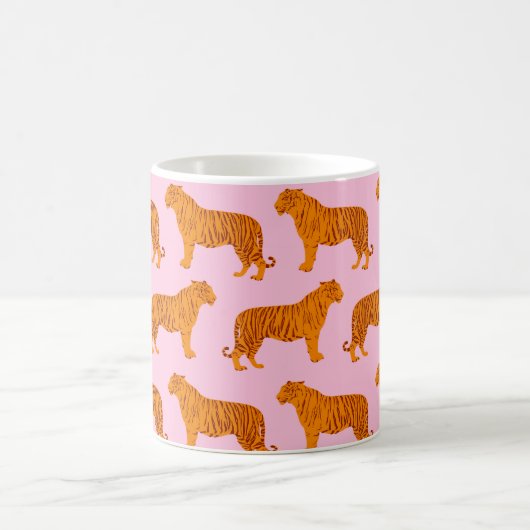 Tijger Dier Roze Modern Koffiemok (Center)