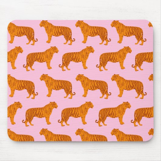 Tijger Dier Roze Modern Muismat (Voorkant)