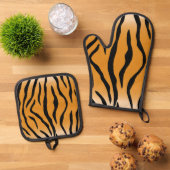 Tijger dier strepen patroon ovenwant & pannenlap set (Top down)