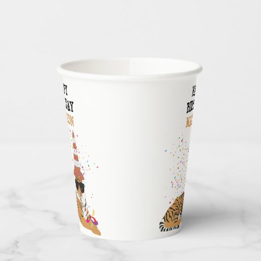 tijger - dieren met een partij papieren bekers (Links)