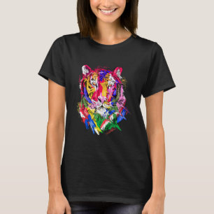 Tijger diermotief, kleurrijke dierprint kunst t-shirt