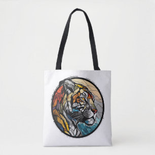 Tijger Dierportret Glas in lood Wildlife Free Tote Bag
