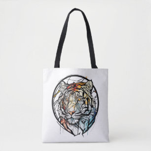 Tijger Dierportret Glas in lood Wildlife Free Tote Bag