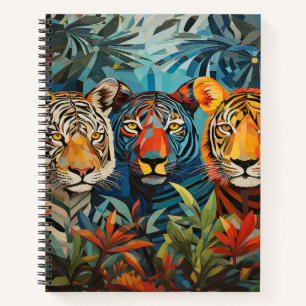 Tijger Dierportret Kleurrijk Schilderij Notitieboek