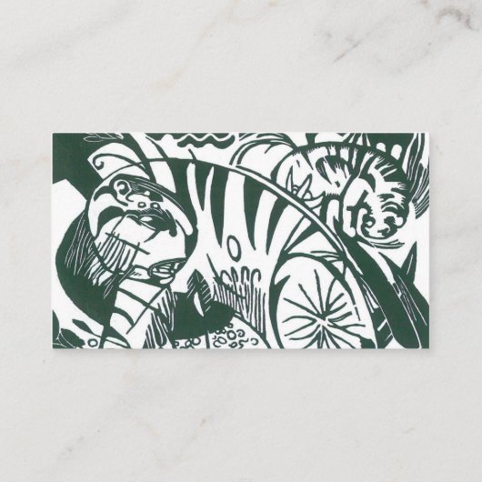 Tijger door Franz Marc;  expressionistische dieren Visitekaartje (Achterkant)
