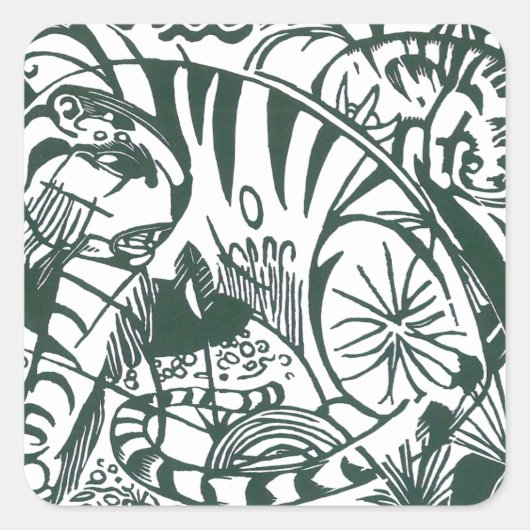 Tijger door Franz Marc,  expressionistische kunst Vierkante Sticker (Voorkant)