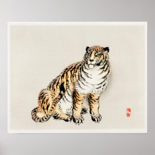 Tijger door Kono Bairei (1844-1895) Poster