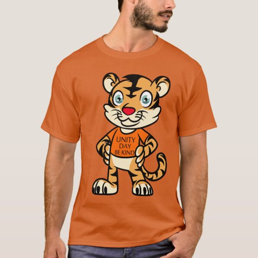 tijger draag oranje dag van eenheid shirt grappig (Voorkant)