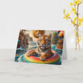 Tijger drijvend op een zomerdag kaart (Gele Bloem)