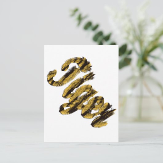 Tijger - drijvende tekst briefkaart (Staand voorkant)