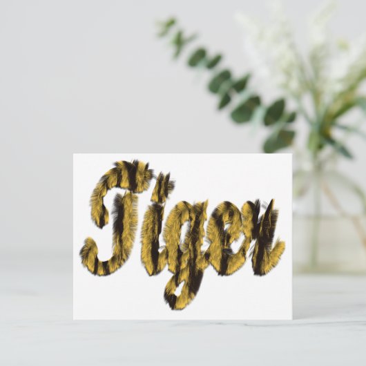 Tijger - drijvende tekst briefkaart (Staand voorkant)
