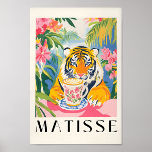 Tijger Drink Koffie, Henri Matisse Print, Roze K Poster