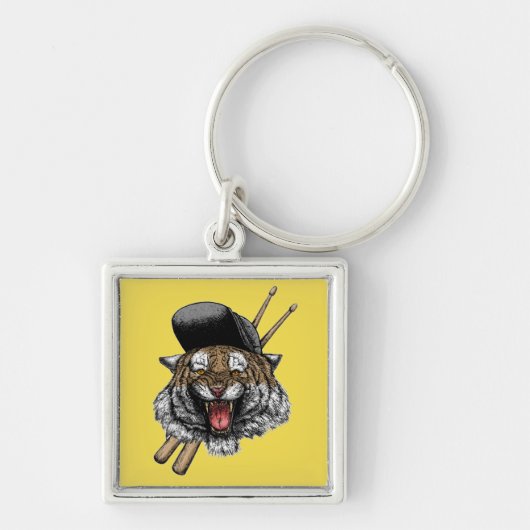 Tijger Drummer Sleutelhanger (Voorkant)