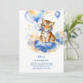 Tijger eerste verjaardag uitnodiging (Staand voorkant)