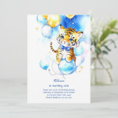 Tijger eerste verjaardag uitnodiging (Staand voorkant)