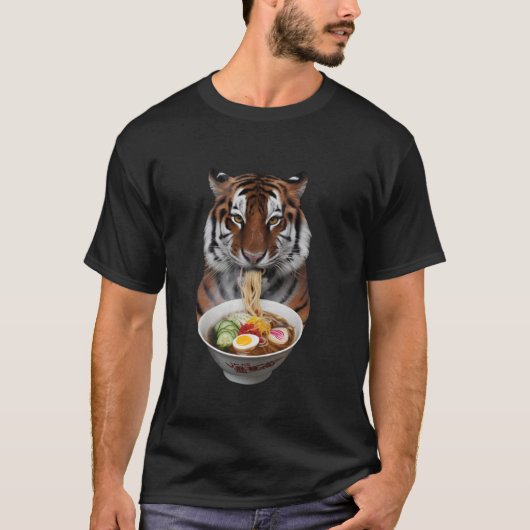 Tijger Eet Ramen Realistisch T-shirt (Voorkant)