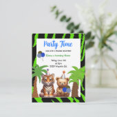 Tijger en Beer Oerwoud Thema Verjaardagsuitnodigin Kaart (Staand voorkant)