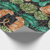 Tijger en bladeren in Waterverf naadloos patroon Cadeaupapier (Hoek)