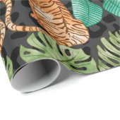 Tijger en bladeren in Waterverf naadloos patroon Cadeaupapier (Rol Hoek)