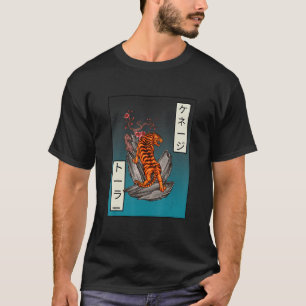 Tijger en bloemen Japanse dierlijke geest Kanji Vi T-shirt