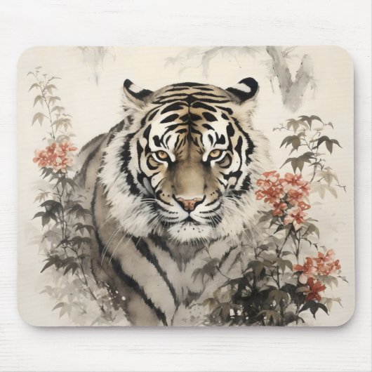 Tijger en Bloemen Muismat (Voorkant)