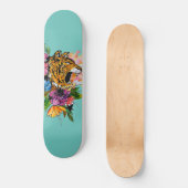Tijger en bloemen persoonlijk skateboard (Voorkant)
