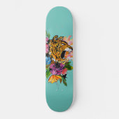 Tijger en bloemen persoonlijk skateboard (Voorkant)