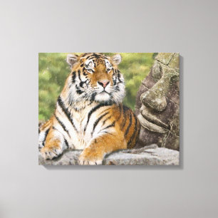 Tijger en Boeddha Canvas Afdruk