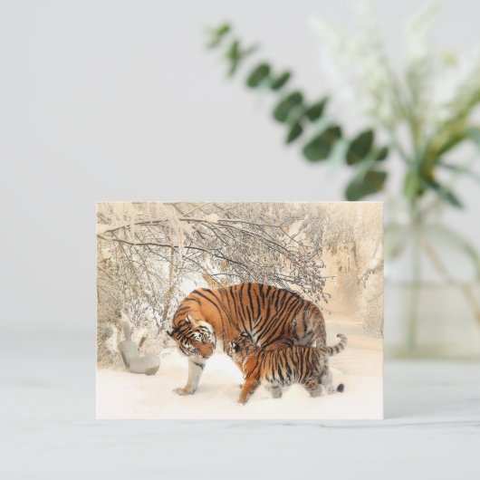 Tijger en Cub Briefkaart (Staand voorkant)