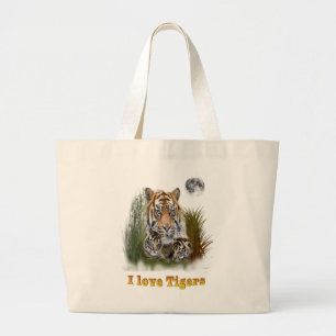 Tijger en cubs grote tote bag